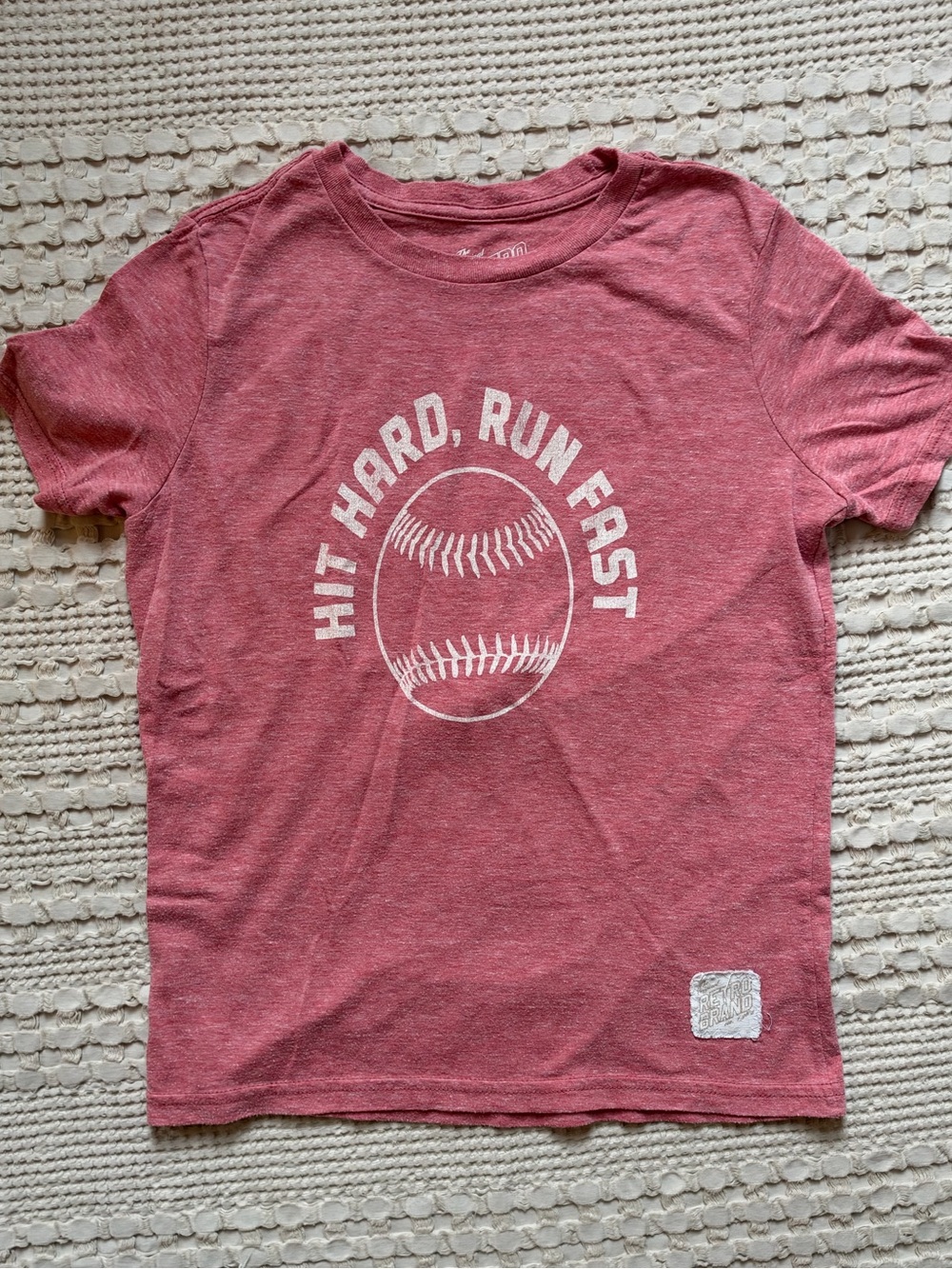 Original Retro Brand Kids Baseball Graphic Tee in Heather Red